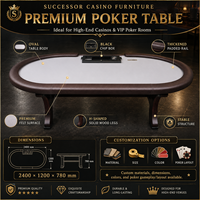 Fabricant de tables de poker et de roulette sur mesure SUCCESSOR, tables de jeu de casino de luxe en bois massif, options de logo, de feutre et de matériaux.