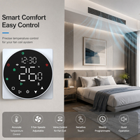 Thermostat intelligent sans fil Tuya pour ventilo-convecteur OEM, thermostat numérique intelligent pour ventilo-convecteur à plancher chauffant, télécommande