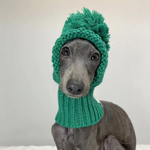 Chapeau en tricot chaud pour chien avec pompon et cache-cou pour <span class=keywords><strong>lévrier</strong></span> <span class=keywords><strong>italien</strong></span>, whippet, petits chiens - Accessoires d'hiver pour animaux de compagnie - Product Image 1