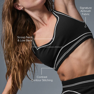 Leggings côtelés sans couture de haute qualité pour le yoga et le pilates d'été, avec haut - Ensemble 2 pièces pour femmes - Product Image 2