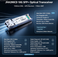 Transceiver SFP+ 10 Gb/s 110 km, Hot Pluggable, Duplex LC, +3.3V, 1550nm CML&APD, Monomode