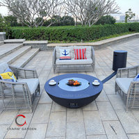 Table à manger de style moderne de bol de foyer rond de qualité supérieure avec la solution de conception graphique de villas de jardin de maison de feu incluse