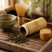 Boîte à thé en bambou naturel de qualité supérieure avec logo personnalisé, emballage de thé en bois cylindrique durable pour boîte cadeau professionnelle