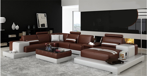 أفضل الأسعار الحديثة تصميم غرفة المعيشة أريكة الأثاث <span class=keywords><strong>l</strong></span> شكل أريكة جلدية أصلية - Product Image 3