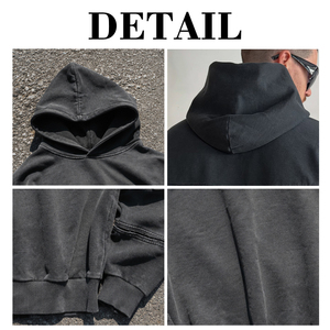 เสื้อฮู้ดดี้วินเทจขายส่ง ผ้าฝ้าย 100% ทรงโอเวอร์ไซส์ ไม่มีเชือก ดีไซน์ซิปปลอม ล้างสีแบบแอซิดวอช หนานุ่ม สไตล์คาร์โก้ รับสั่งทำ - Product Image 6