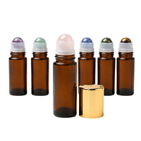 Flacons roll-on en jade cristal naturel pour parfums et huiles essentielles avec embouts de crayon à sourcils - Vente en gros