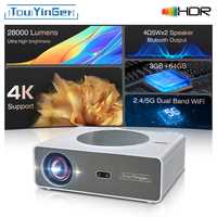 Proyector LCD Portátil LED de Alto Brillo, Cine en Casa 1080P, 900 Lúmenes, Android 12, Smart, HiFi Estéreo, Wi-Fi, 4K Mini 28000