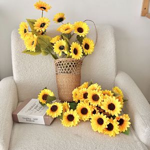 Bouquet de tournesols artificiels Yasunobu, fleurs en soie, 28 cm, 42 cm, 63 cm, 90 cm, décorations intérieures et extérieures pour la maison, mariage - Product Image 3
