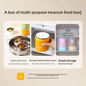 580ml 820ml 304 Stainless Steel <b>Double</b> <b>Wall</b> Insulated Leakproof Bento <b>Box</b> Portable Food Container for Student Office - Product Image 4