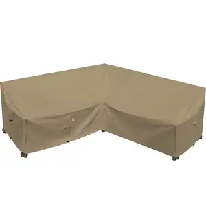 Capa de sofá secional em forma v, capa à prova d' água 600d para sofá de pátio resistente ao ar livre gramado seccional tampa de sofá de mobília de pátio