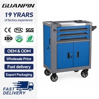 Vente en gros d'usine - Chariot à outils mobile à 3 tiroirs avec grande armoire de rangement inférieure pour l'entretien automobile et l'atelier industriel
