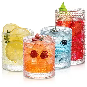 Bicchiere Vintage Hobnail bicchiere da Cocktail bicchiere da Cocktail con motivo a pois con perline trasparenti bicchiere da roccia in rilievo