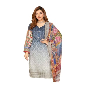 KESARIN - Ensemble Kameez Shalwar pour femmes, brodé, en coton/tissu lawn, imprimé numérique, haute qualité, modèle pakistanais Faisalabad, Kesarian-D02 - Product Image 1