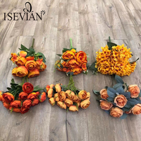 ISEVIAN Soie Longue Tige de Cerisier en gros pour la salle de mariage toile de fond décoration De Mariage Fleurs Oranges