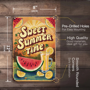 Letrero Metálico Retro <span class=keywords><strong>de</strong></span> Verano con Diseño <span class=keywords><strong>de</strong></span> Sandía y Limón, Decoración <span class=keywords><strong>de</strong></span> Pared con Frutas para Cafetería, Bar, Piscina, Patio, Hogar - Product Image 5