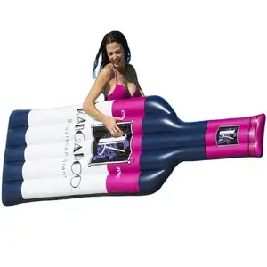 Inflatable Bottle Shape Air Mattress Red Wine Bottle Pool Floating Lounger For Adults And Kids Wine Bottle Pool Float