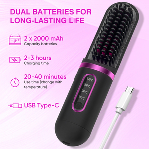 Portable Wireless Rechargeable Usb Fast Professional Ceramic Flat Iron Cordless Mini Negative Ion <strong>Hair</strong> <strong>Straightener</strong> <strong>Brush</strong> - Product Image 6