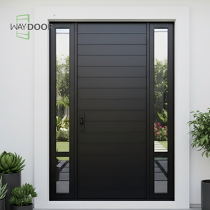 <span class=keywords><strong>Porte</strong></span> d'entrée en bois massif acajou et chêne, finition usine, avec double vitrage latéral, insonorisée, à pivot unique - Product Image 4