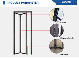 <span class=keywords><strong>Porte</strong></span> <span class=keywords><strong>pliante</strong></span> en aluminium noir Eloyd pour patio, <span class=keywords><strong>porte</strong></span> coulissante extérieure à double vitrage, <span class=keywords><strong>porte</strong></span> accordéon <span class=keywords><strong>pliante</strong></span> en acier et verre noir - Product Image 3
