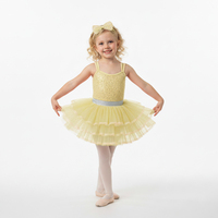 Robe de tutu de ballet rose à paillettes pour filles, avec double bretelle et jupe en tulle superposée, idéale pour les récitals et les anniversaires