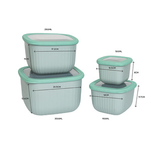 4 cái nhà bếp <span class=keywords><strong>Stackable</strong></span> công suất lớn nhựa bpa-miễn phí kín vuông trộn bát phục vụ thực phẩm container bát có nắp đậy - Product Image 3