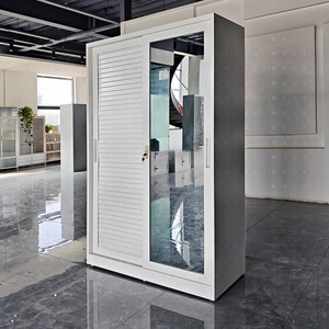 Industriale doppio 2 porta scorrevole in acciaio <span class=keywords><strong>armadio</strong></span> con serratura <span class=keywords><strong>a</strong></span> <span class=keywords><strong>specchio</strong></span> in ferro <span class=keywords><strong>armadio</strong></span> per mobili da camera da letto legari Baja - Product Image 2