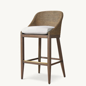 Silla de Comedor de Madera Maciza y Mimbre Tejido a Mano, Elegancia Moderna, Taburetes de Bar de Alta Calidad, Lujo - Product Image 1