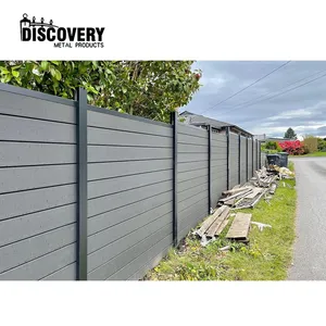 Aluminium Garden Fencing Prices Aluminium Post WPC Slat Fence Panels Privacy Waterproof Fence With Horizontal Slats