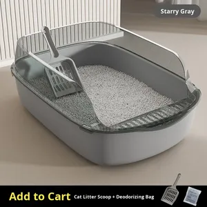 AKBS Bac à litière pour chat semi-fermé en acier inoxydable et plastique avec design épaissi Sac désodorisant écologique - Product Image 3
