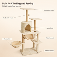 Arbre à chat multi-niveaux avec condo, poteaux à gratter, plateformes en peluche et panier pour grands chats – Mobilier d'intérieur pour animaux de compagnie