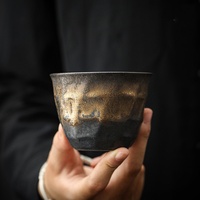 Tasse à thé en céramique rustique, ensemble de thé Kung Fu, tasse maîtresse individuelle, bol de dégustation de thé vintage haut de gamme de luxe léger pour la maison