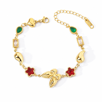 Bracelet à maillons Huibao de luxe en acier inoxydable plaqué or 18 carats avec breloques papillon et étoile pour femme, bijoux en zircon arc-en-ciel inaltérables