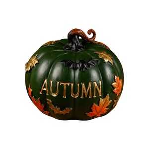 Sculpture personnalisée sur le thème de l'automne : <span class=keywords><strong>Citrouille</strong></span> avec feuilles et chauves-souris, idéale pour les accents d'automne à la maison et les cadeaux de décoration et d'exposition - Product Image 1