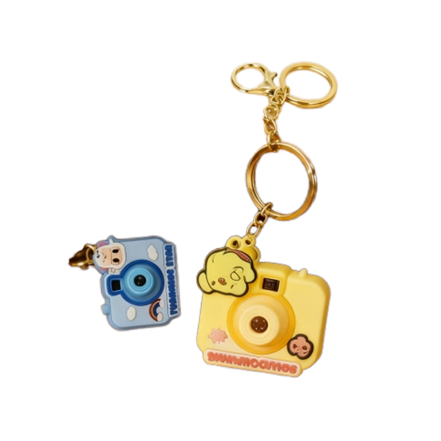 Factory Direct Customizable Cute Cartoon Mini Camera Keychains Waterproof Lightweight Trendy Plastic Embossed Key Rings for K...
