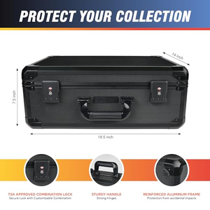 Valise à roulettes en aluminium à 4 rangées pour cartes gradées, boîte de rangement pour cartes de collection avec roulettes - Product Image 2