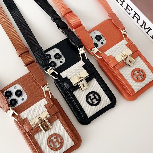 Trendy Phone Case Card Slot Crossbody Design Lanyard Ins Style Made for PU Leather Drop-resistant for Phones 17/16/15/14/13/12