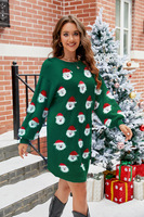 Pull jacquard surdimensionné pour femme, motif tête de Père Noël, collection hiver, cadeau de Noël, vente directe usine