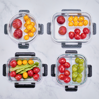 Lot de boîtes de conservation alimentaire en verre, carrées, rondes et rectangulaires, compatibles réfrigérateur et micro-ondes, pour cuisine domestique, vente en gros