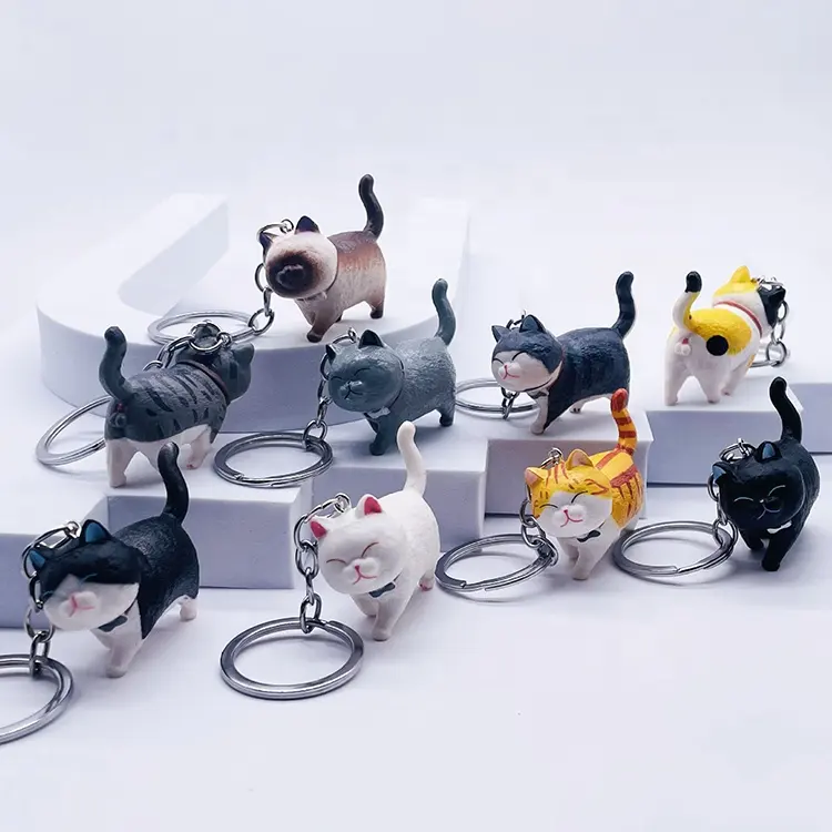 Оптовая Продажа Креативный милый Кот брелок 3d фигурка аниме дизайн виниловый брелок на заказ мягкий ПВХ резиновый брелок для домашних животных подарки