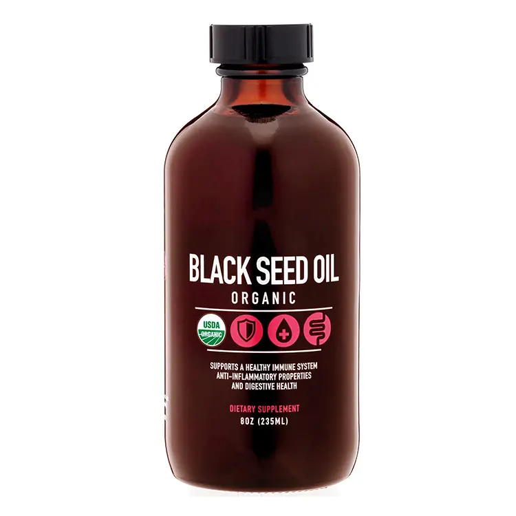 Buena calidad Natural 100% potente antioxidante puro prensado en frío Nigella Sativa orgánico aceite de semilla negra líquido