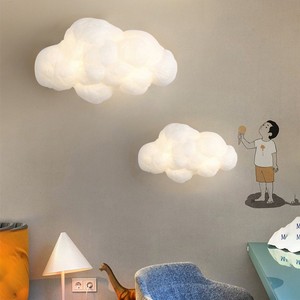 Cloud Wall Lamp Creative <b>White</b> Cloud Cotton Decorative LED Warm Light For Kids Bedroom <b>Bedside</b> Lighting - Product Image 3