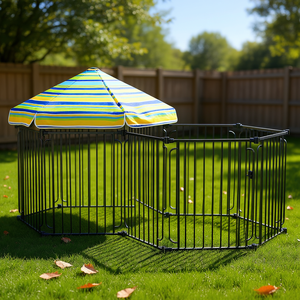 Recinto per cani 47 H con porta e copertura rimovibile, per uso interno ed esterno, per cani di taglia piccola e media, in nylon. - Product Image 2