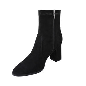 Tacco alto nero vera pelle scamosciata bianca moda nera <span class=keywords><strong>stivali</strong></span> in pelle di pelliccia sexy per donna <span class=keywords><strong>stivali</strong></span> da neve invernali da donna - Product Image 3