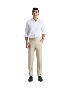 Men's Khaki Slim Fit Formal Pants Mid Waist Zipper <b>Fly</b> for Wash Routine Spandex/Cotton Anti-Pilling - Product Image 1