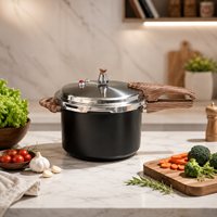 Casserole à pression durable en acier inoxydable avec poignée en bois anti-brûlure, conception de libération de pression sécurisée, pot de cuisson résistant à la chaleur