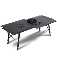 Table de camping en aluminium IGT Outdoor à hauteur réglable semi-automatique pour le glamping, table de cuisson portable multifonctionnelle