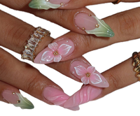 Z998 Faux Ongles Réutilisables Couverture Complète en Gros, French Almond Press Charms, Matériau Acrylique, Courts Pré-conçus, 24 Pièces