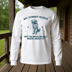 Mi vientre duece, pero me estoy siendo valiente al respecto, camiseta de manga larga Cowboy Raccoon - Product Image 3