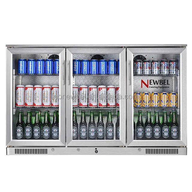 Newbel 3 ग्लास दरवाजे स्वत: defrost वाणिज्यिक वापस बार बीयर प्रदर्शन फ्रिज/कूलर/फ्रीजर/रेफ्रिजरेटर/चिलर