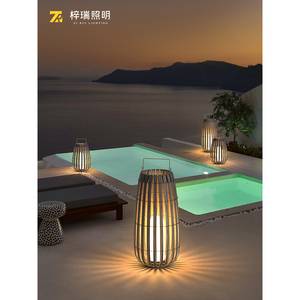 Lámpara Solar de Jardín Zi Rui, Lámpara LED Impermeable para Exteriores, Luz Decorativa para Césped, Patio y Jardín, Estilo Ratán - Product Image 1
